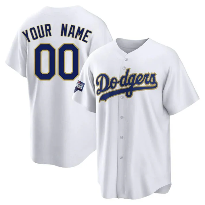 Men's Los Angeles Dodgers White Replica Custom Jersey1 baseball jersey product view 1