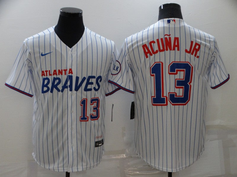 Men's Atlanta Braves Ronald Acuna Jr. #13 White Stitched Jersey1 City Edition baseball jersey product view 1