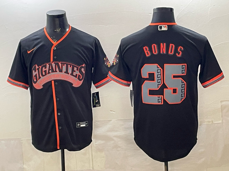 Men's San Francisco Giants Barry Bonds #25 Black Alternate Stadium Jersey baseball jersey product view 1