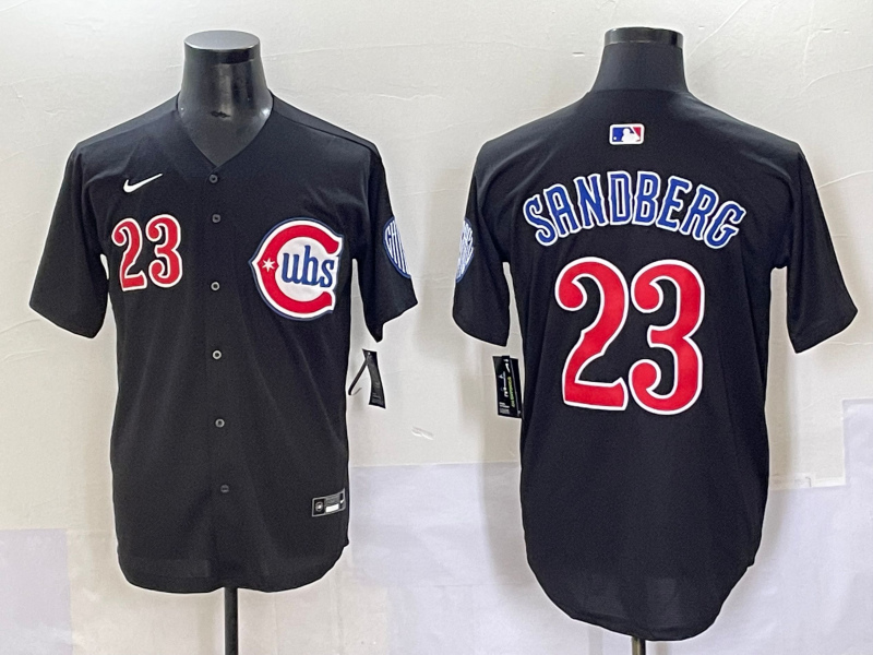 Men's Chicago Cubs Ryne Sandberg #23 Black Limited Player Jersey baseball jersey product view 1