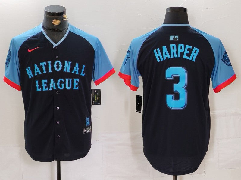Men's National League Bryce Harper Navy 2024 MLB All-Star Game Limited Player Jersey baseball jersey product view 1