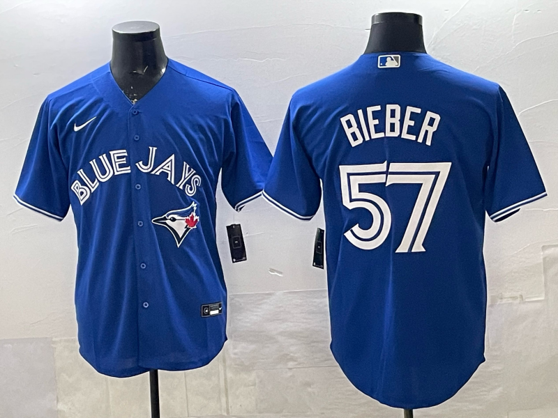 Men's Toronto Blue Jays Shane Bieber Royal Alternate Player Jersey baseball jersey product view 1