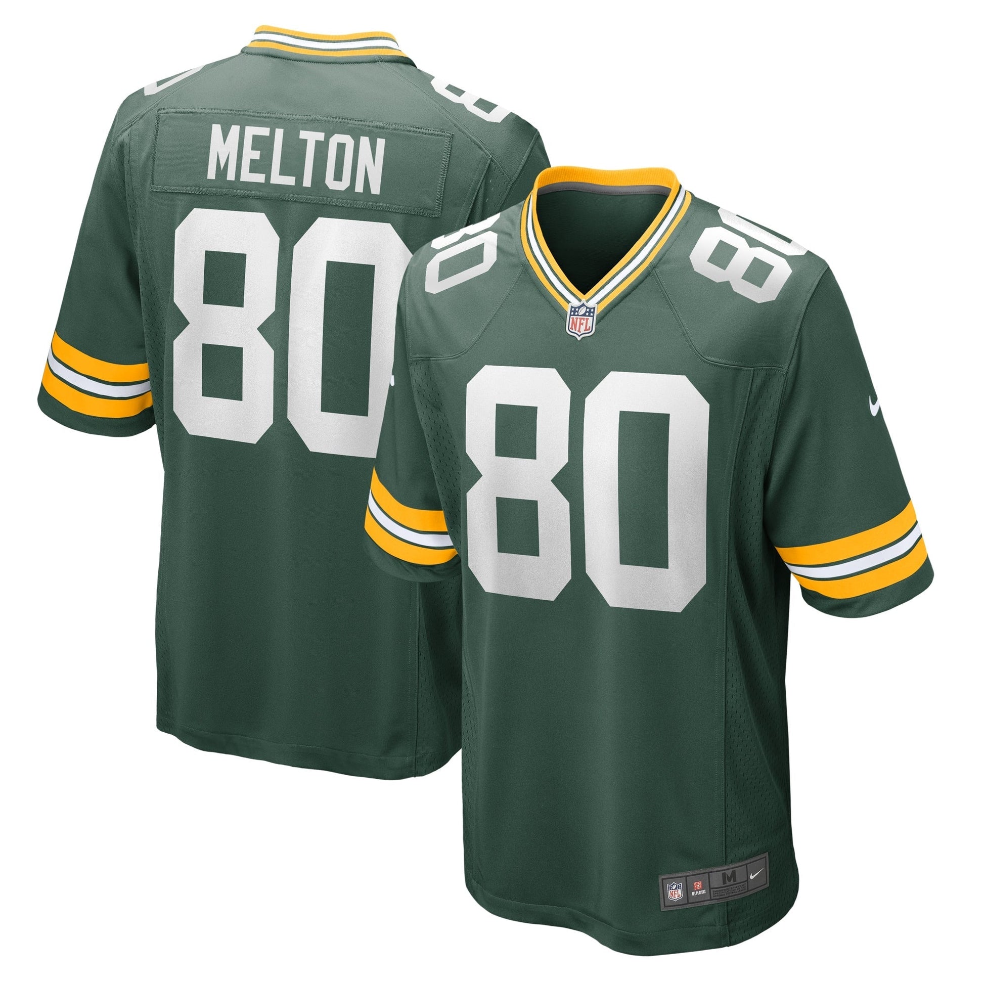Bo Melton Green Bay Packers Home Game Jersey - Green football jersey product view 1