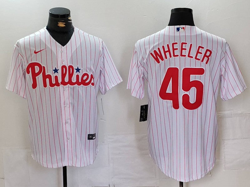 Men's Philadelphia Phillies Zack Wheeler White Replica Player Jersey baseball jersey product view 1