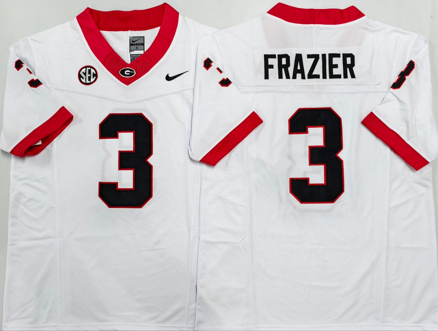 Men's Georgia Bulldogs Nate Frazier White Player Game Jersey sports jersey product view 1