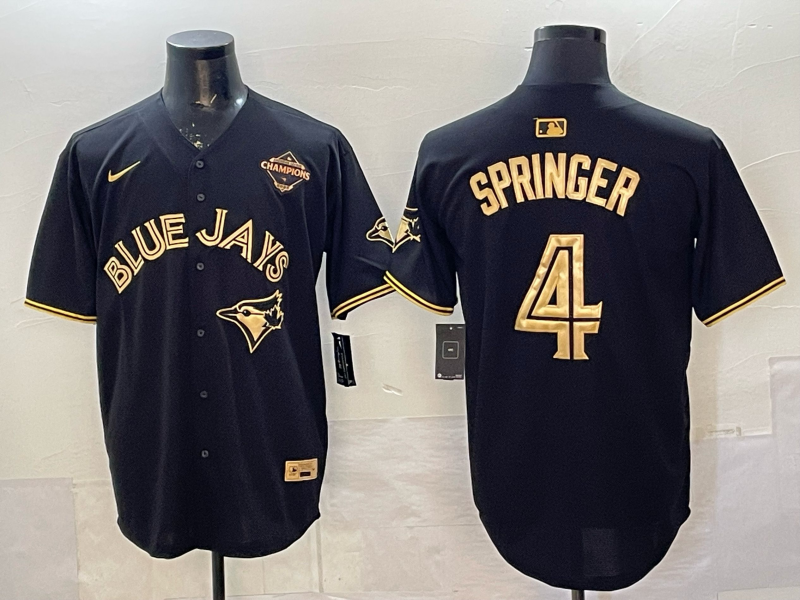 Men's Toronto Blue Jays George Springer Black Player Jersey baseball jersey product view 1