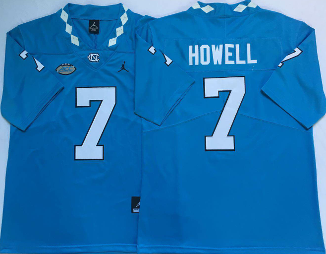 Men's North Carolina Tar Heels Sam Howell #7 Blue Player Game Jersey sports jersey product view 1