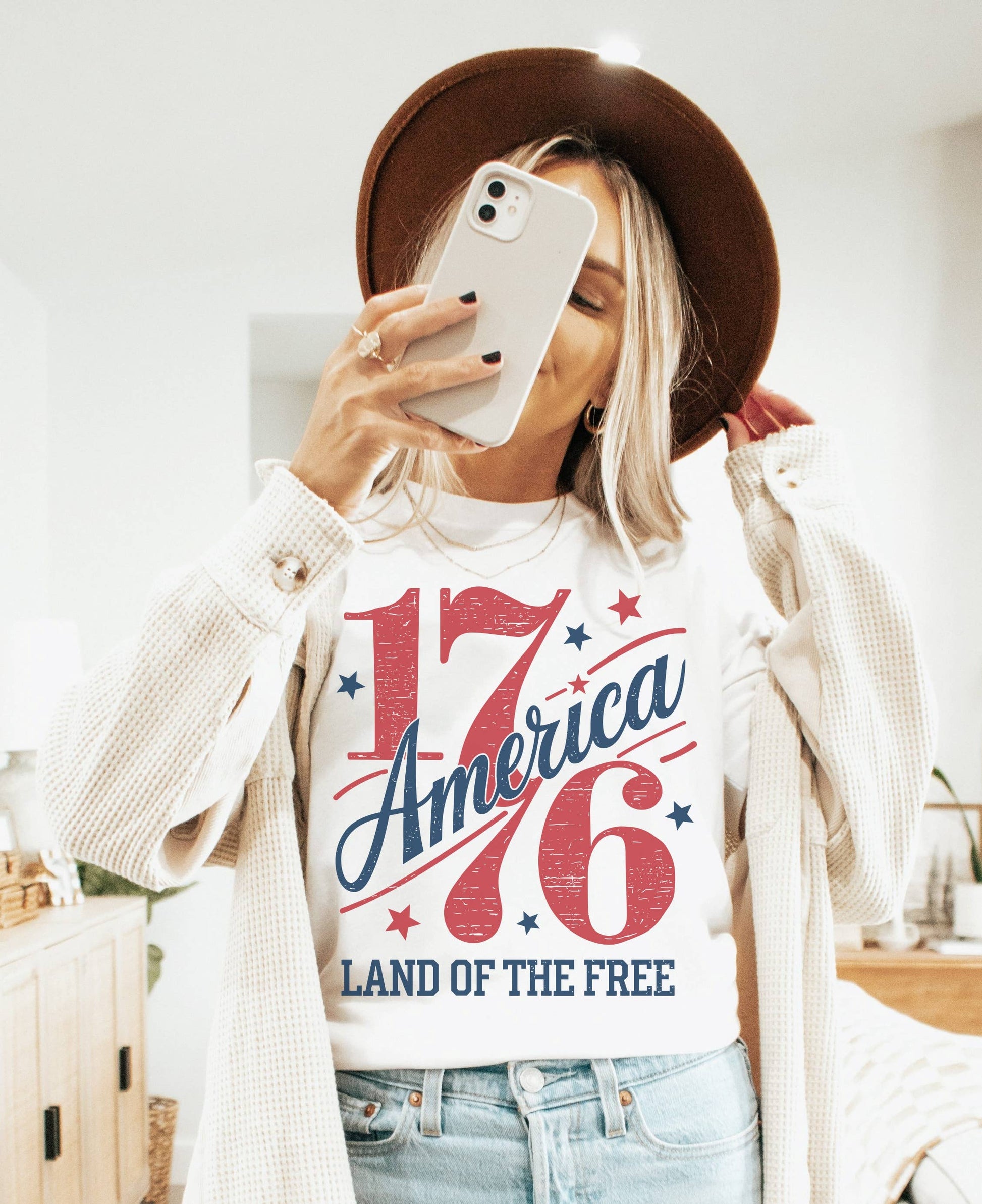 1776 Land of the Free Tee | Patriotic T Shirt | Usa Tee Unisex T-shirt, Sweatshirt, Hoodie, Long Sleeve Tee - T-Shirt, Sweatshirt, Hoodie
