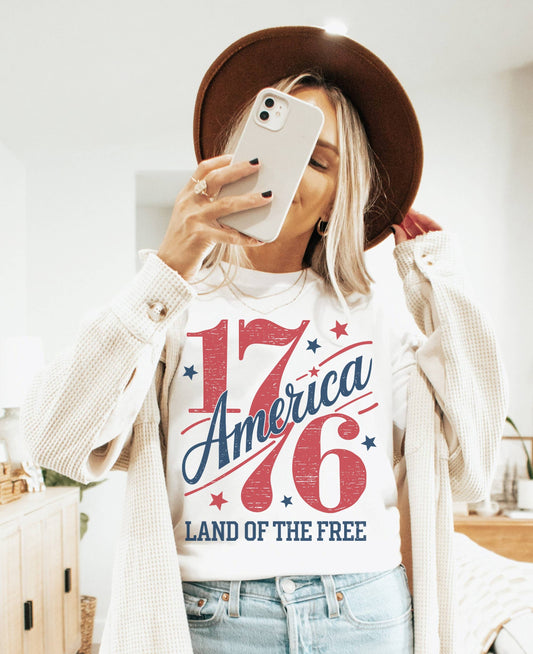 1776 Land of the Free Tee | Patriotic T Shirt | Usa Tee Unisex T-shirt, Sweatshirt, Hoodie, Long Sleeve Tee - T-Shirt, Sweatshirt, Hoodie