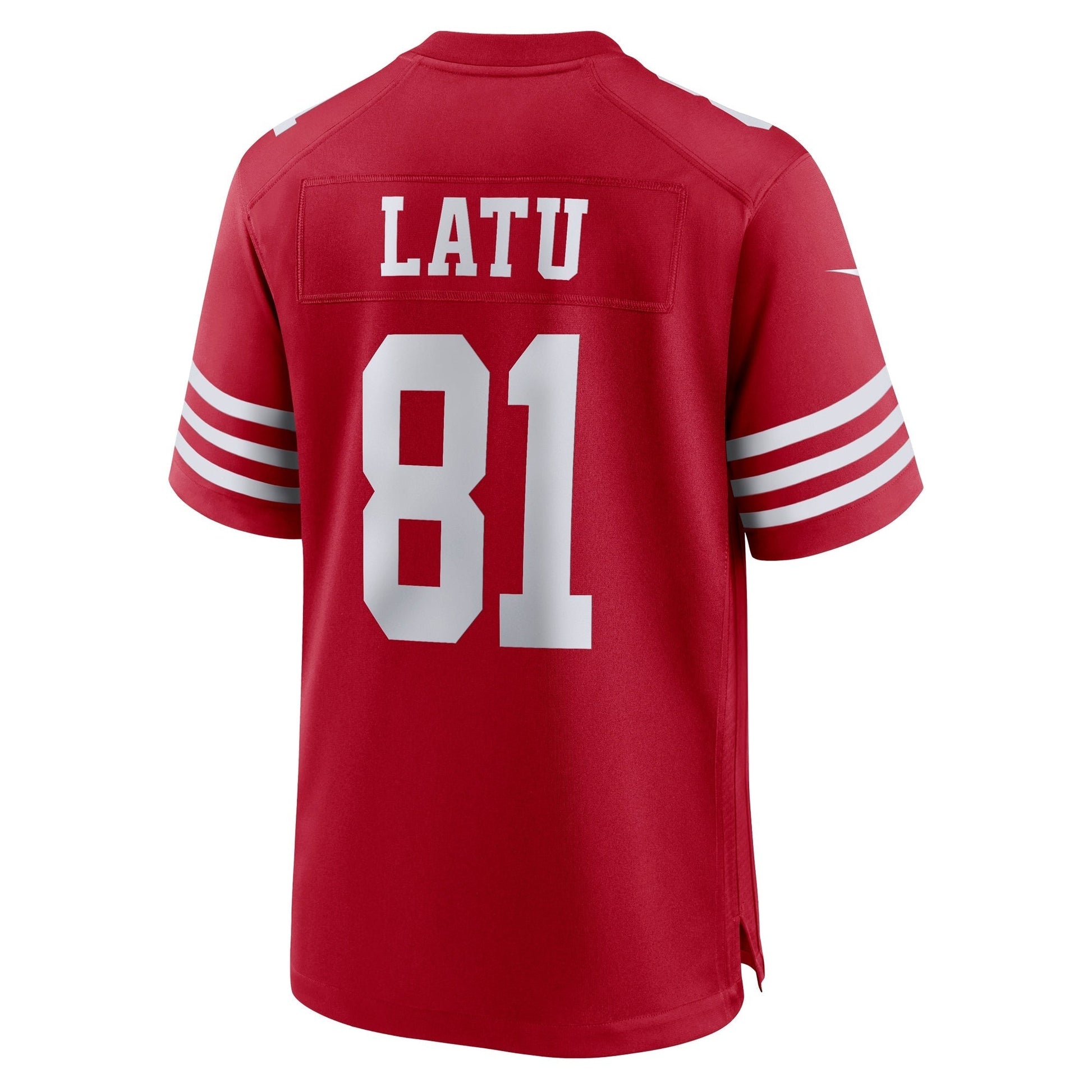 Cameron Latu San Francisco 49ers Team Game Jersey - Scarlet football jersey product view 3