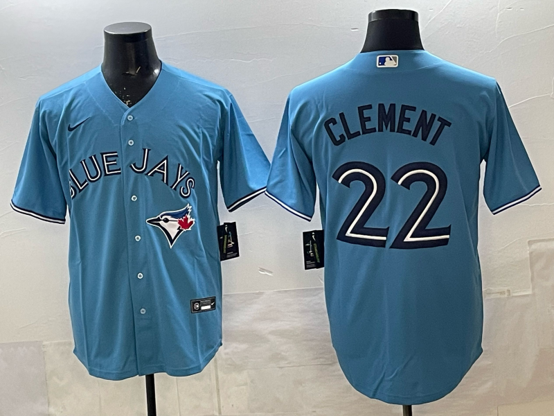 Men's Toronto Blue Jays Ernie Clement #22 Powder Blue Replica Player Jersey baseball jersey product view 1