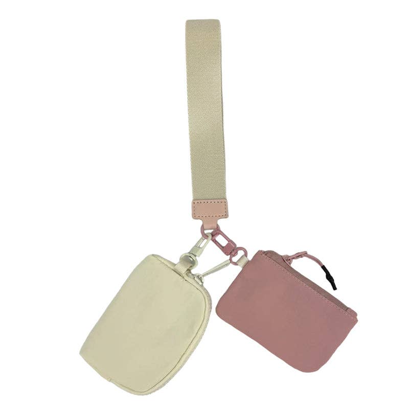 LL-4320 Wristlet Key Chain Double Pouch Cream/Mauve Unisex T-shirt, Sweatshirt, Hoodie, Long Sleeve Tee - T-Shirt, Sweatshirt, Hoodie