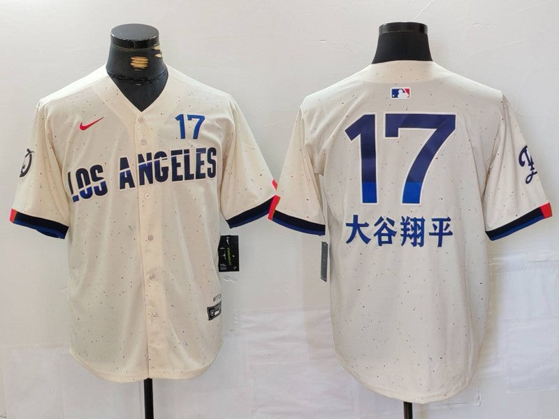 Men's Los Angeles Dodgers Shohei Ohtani Cream 2024 City Connect Game Jersey baseball jersey product view 1