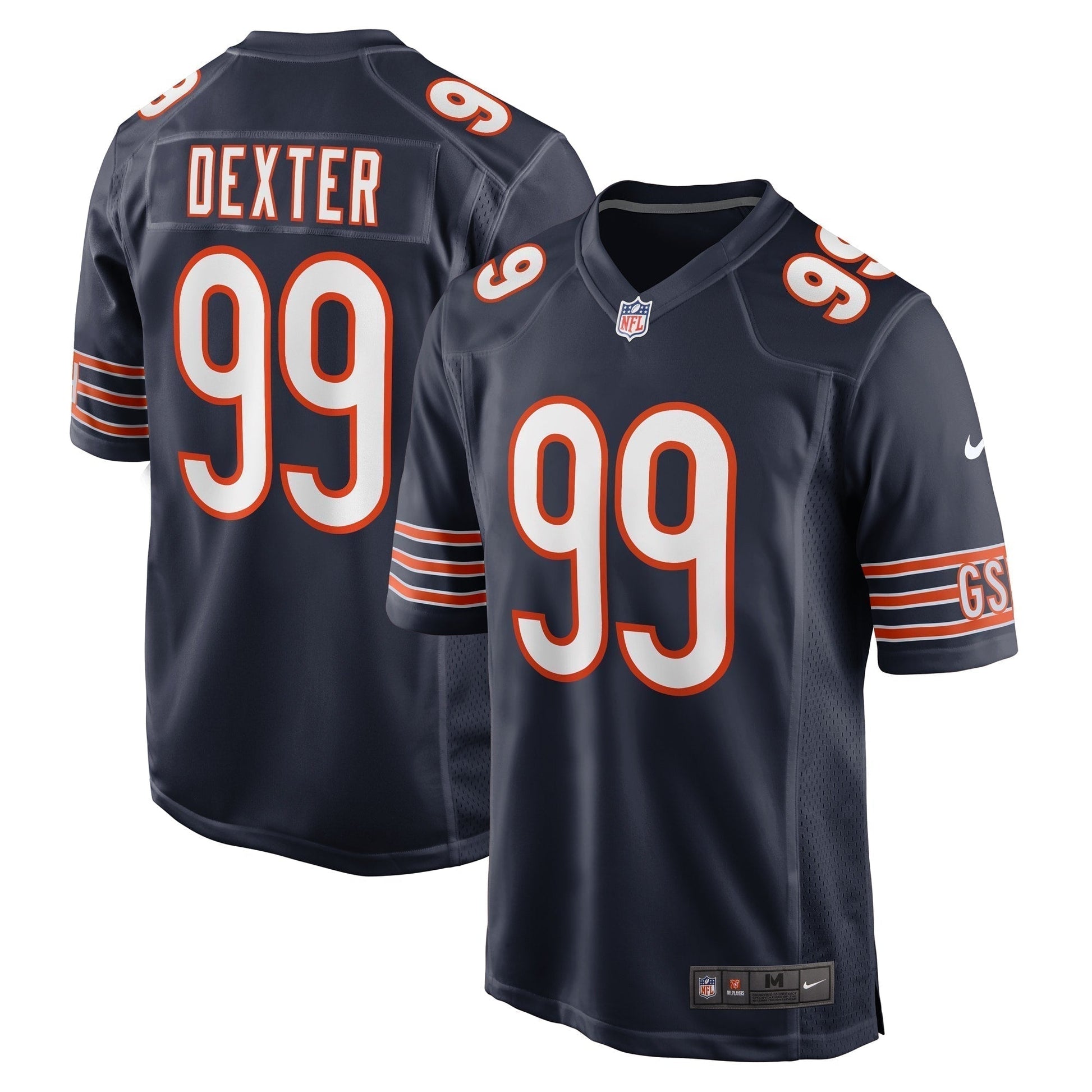 Gervon Dexter Sr Chicago Bears Team Game Jersey - Navy football jersey product view 1