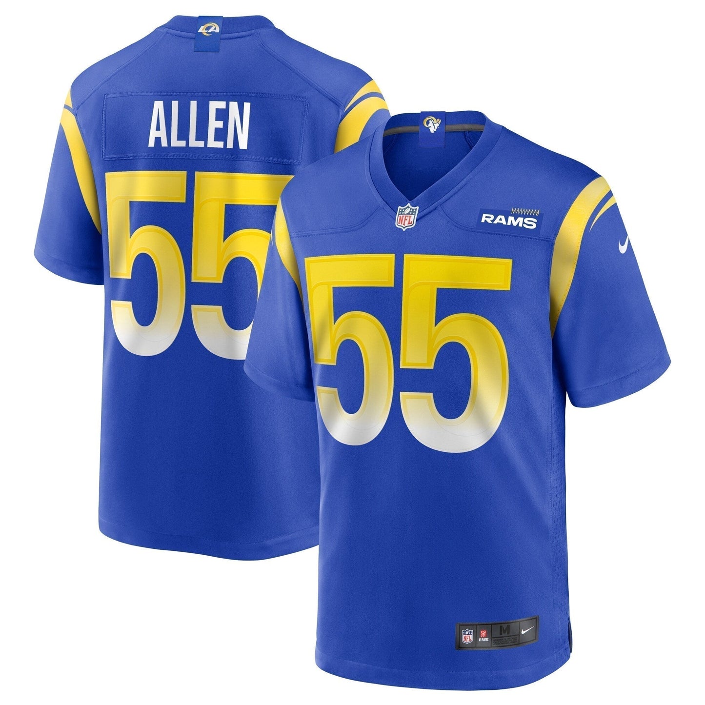 Brian Allen Los Angeles Rams Game Jersey - Royal football jersey product view 1