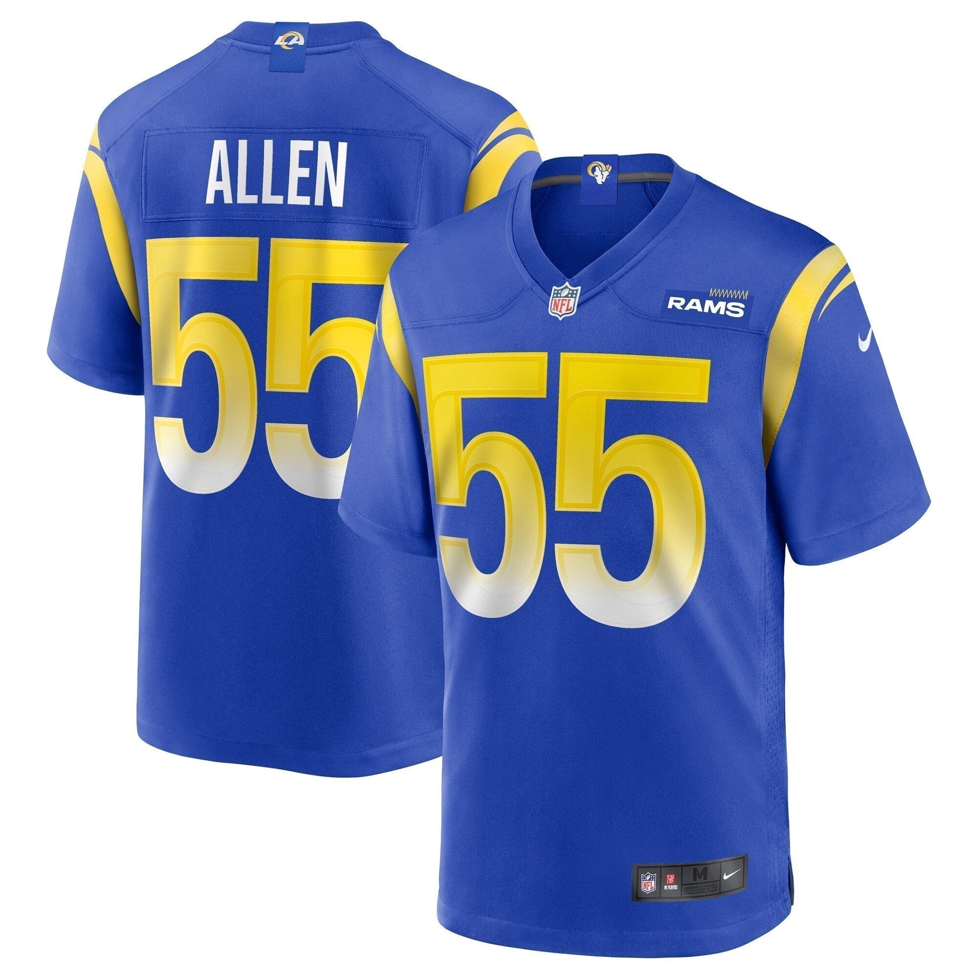 Brian Allen Los Angeles Rams Game Jersey - Royal football jersey product view 1