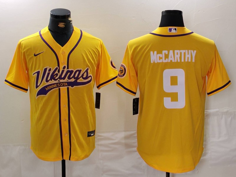 Men's Minnesota Vikings J.J. McCarthy Yellow Game Jersey football jersey product view 1