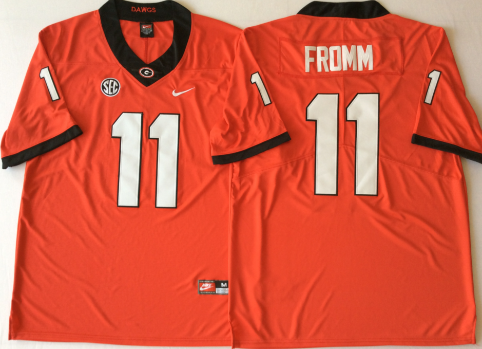 Men's Georgia Bulldogs Jake Fromm Red Player Game Jersey sports jersey product view 1