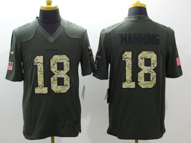 Men's Denver Broncos Peyton Manning #18 Army Green Game Jersey1 football jersey product view 1