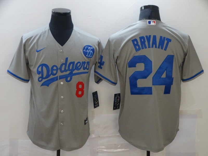 Men's Los Angeles Dodgers Kobe Bryant #8-24 Gray Replica Player Jersey1 basketball jersey product view 1