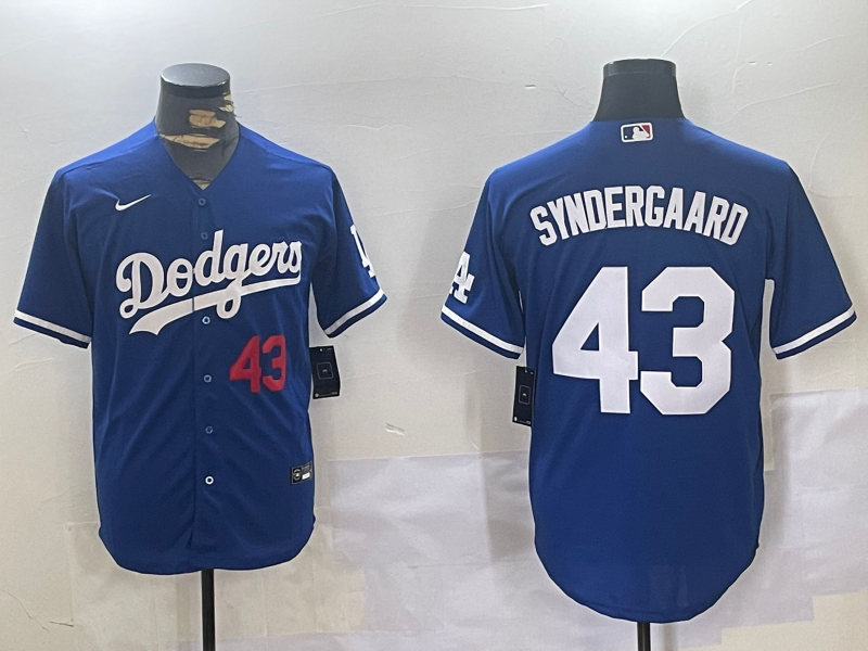 Men's Los Angeles Dodgers Noah Syndergaard #43 Blue Replica Player Jersey1 baseball jersey product view 1