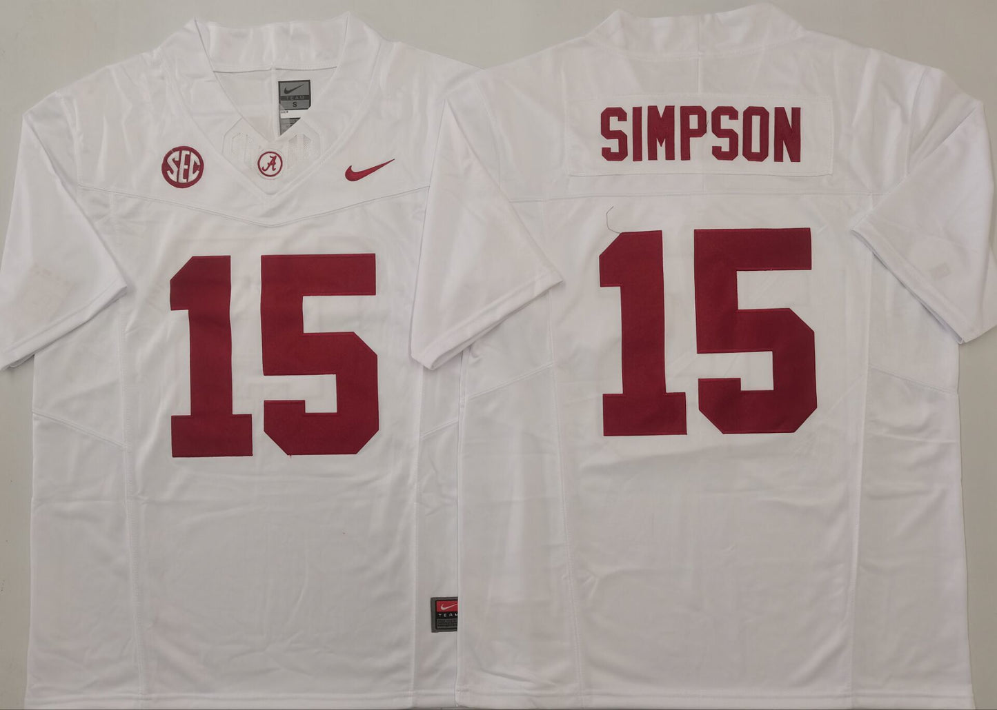 Men's Alabama Crimson Ty Simpson White Player Jersey sports jersey product view 1