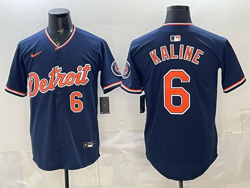 Men's Detroit Tigers Al Kaline #6 Navy Alternate Stadium Jersey baseball jersey product view 1