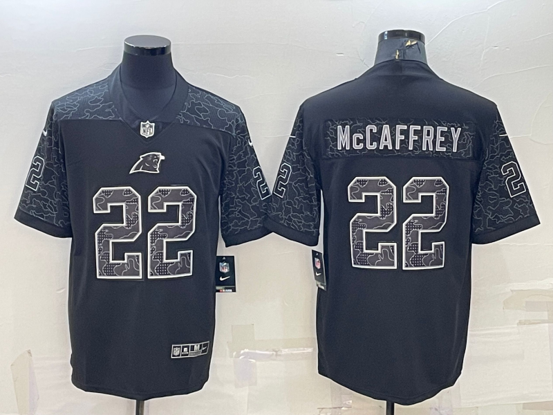 Men's Carolina Panthers Christian McCaffrey Black RFLCTV Limited Jersey football jersey product view 1