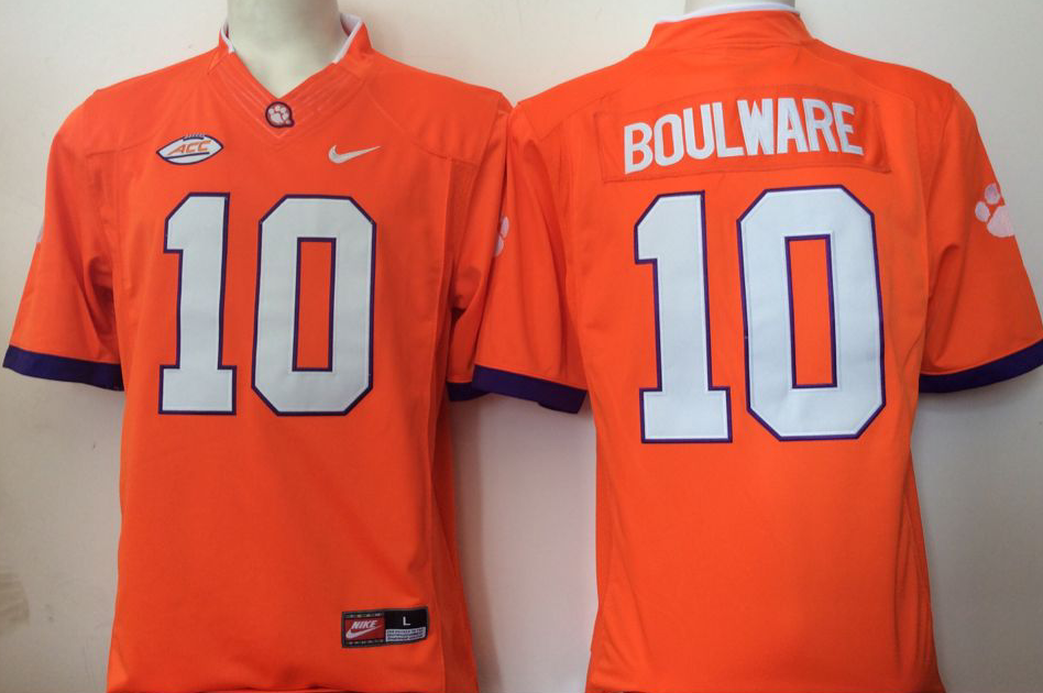 Men's Clemson Tigers Ben Boulware #10 Orange Player Game Jersey sports jersey product view 1