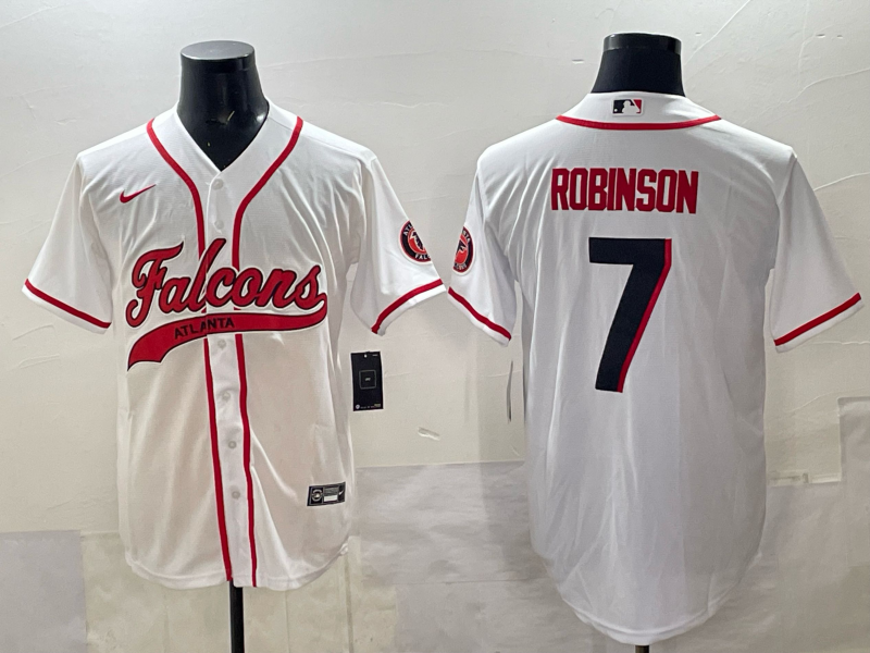 Men's Atlanta Falcons Bijan Robinson White Game Jersey Joint Edition football jersey product view 1