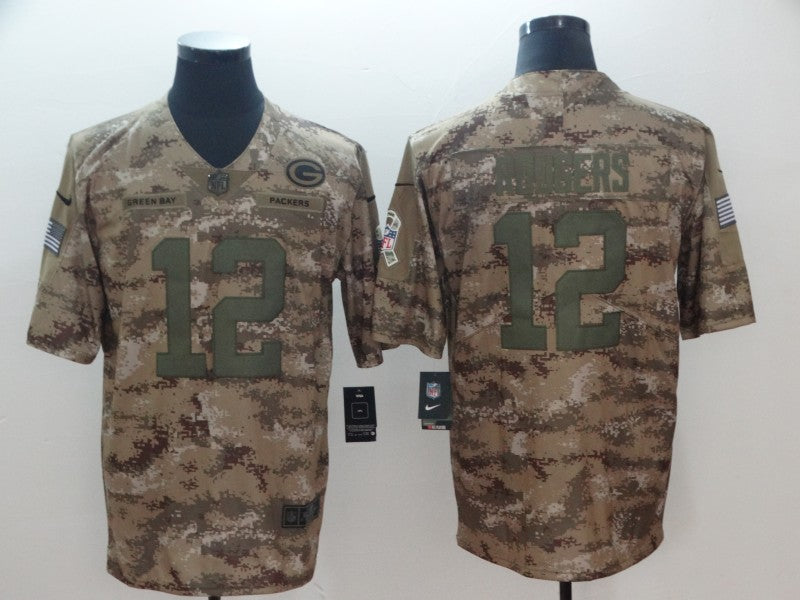 Men's Green Bay Packers Aaron Rodgers #12 Gray Camouflage Game Jersey1 football jersey product view 1