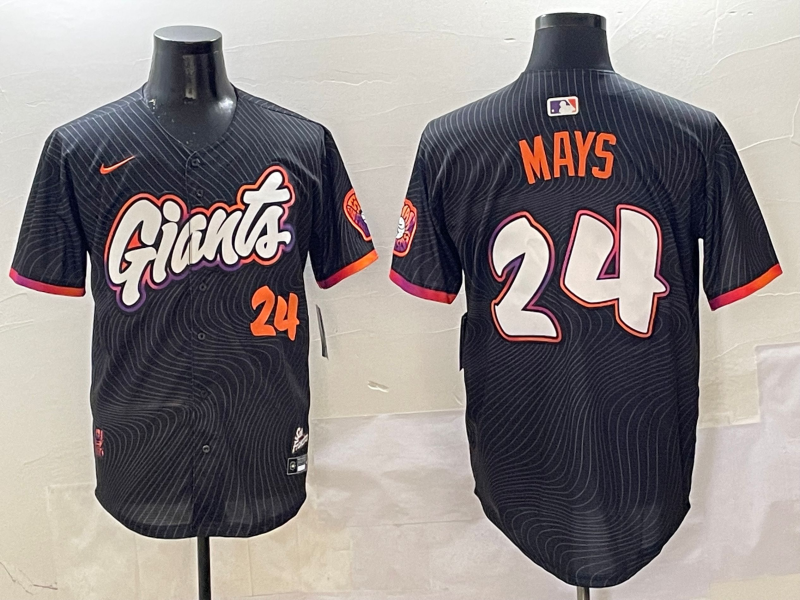 Men's San Francisco Giants Willie Mays #24 Black 2025 City Connect Limited Player Jersey baseball jersey product view 1