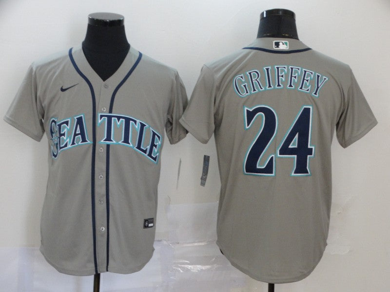 Men's Seattle Mariners Ken Griffey Jr. #24 Gray Replica Baseball Jersey1 baseball jersey product view 1