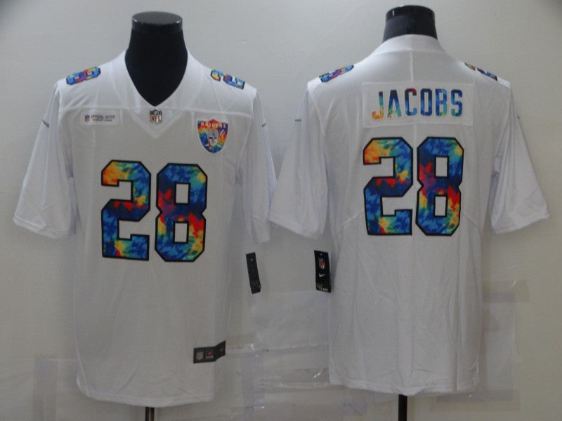 Men's Las Vegas Raiders Josh Jacobs #28 White Player Jersey1 football jersey product view 1