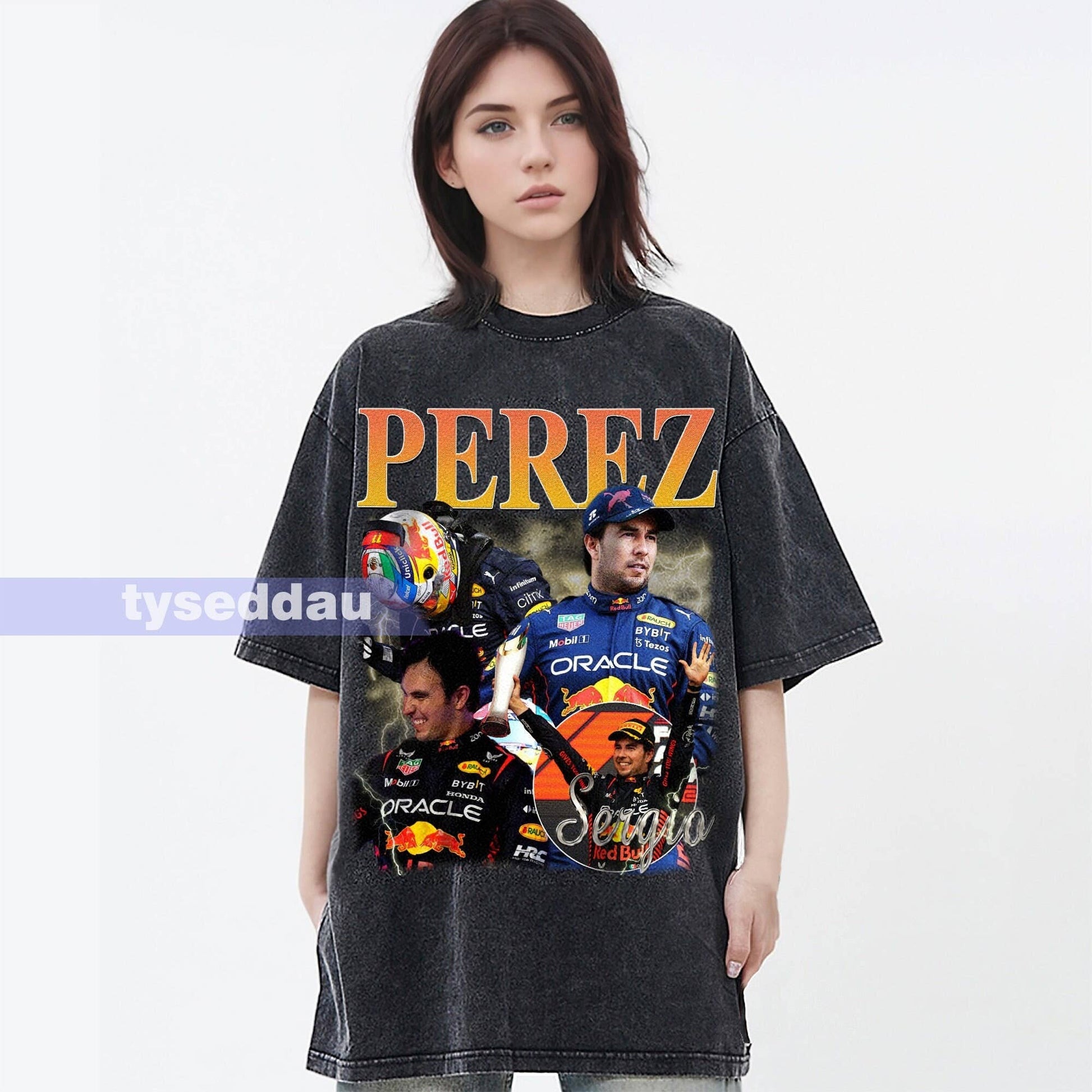 Sergio Prez Vintage Washed Tee - F1 Racing Graphic Unisex T-shirt, Sweatshirt, Hoodie, Long Sleeve Tee - T-Shirt, Sweatshirt, Hoodie