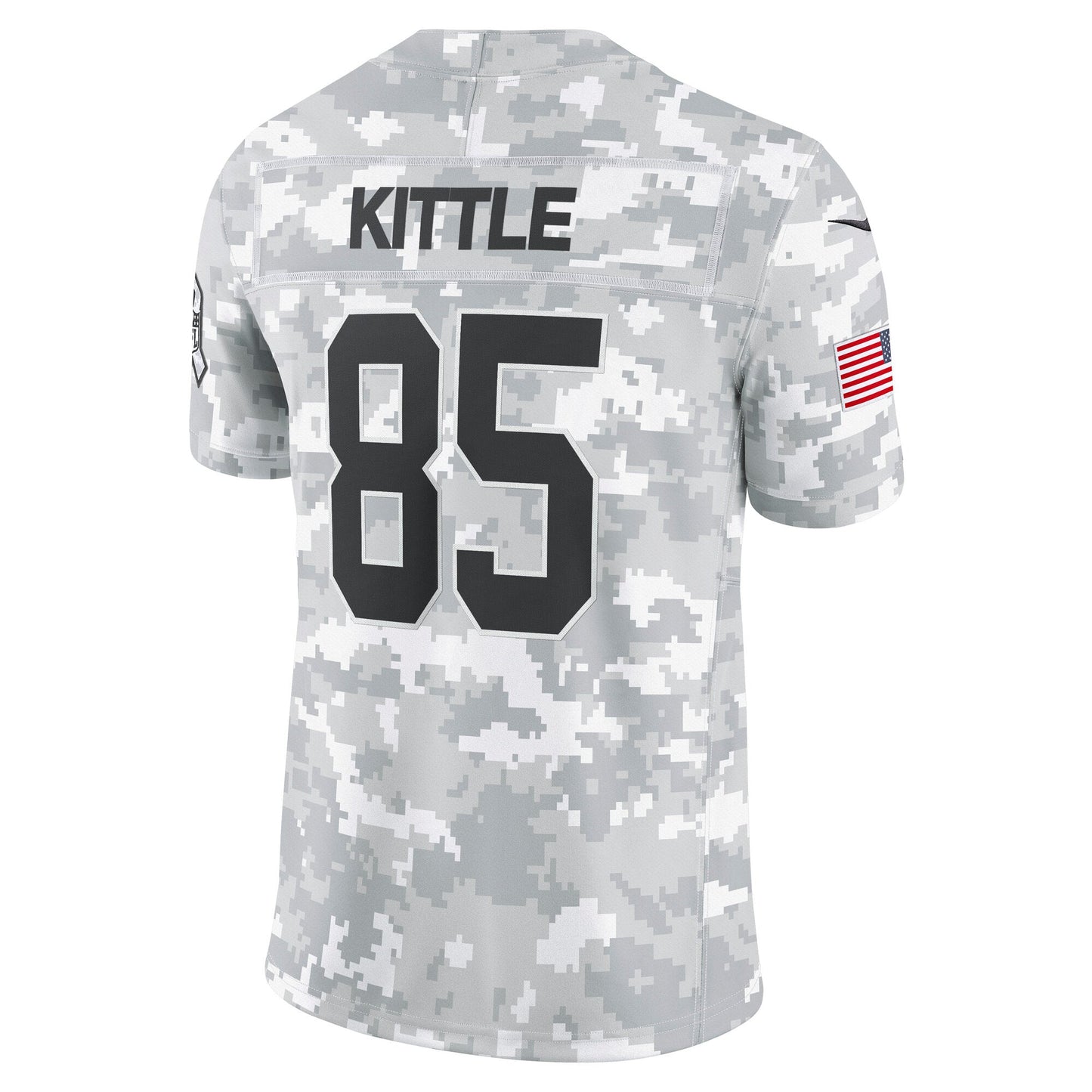 George Kittle San Francisco 49ers 2024 Salute to Service Limited Jersey - Arctic Camo football jersey product view 3