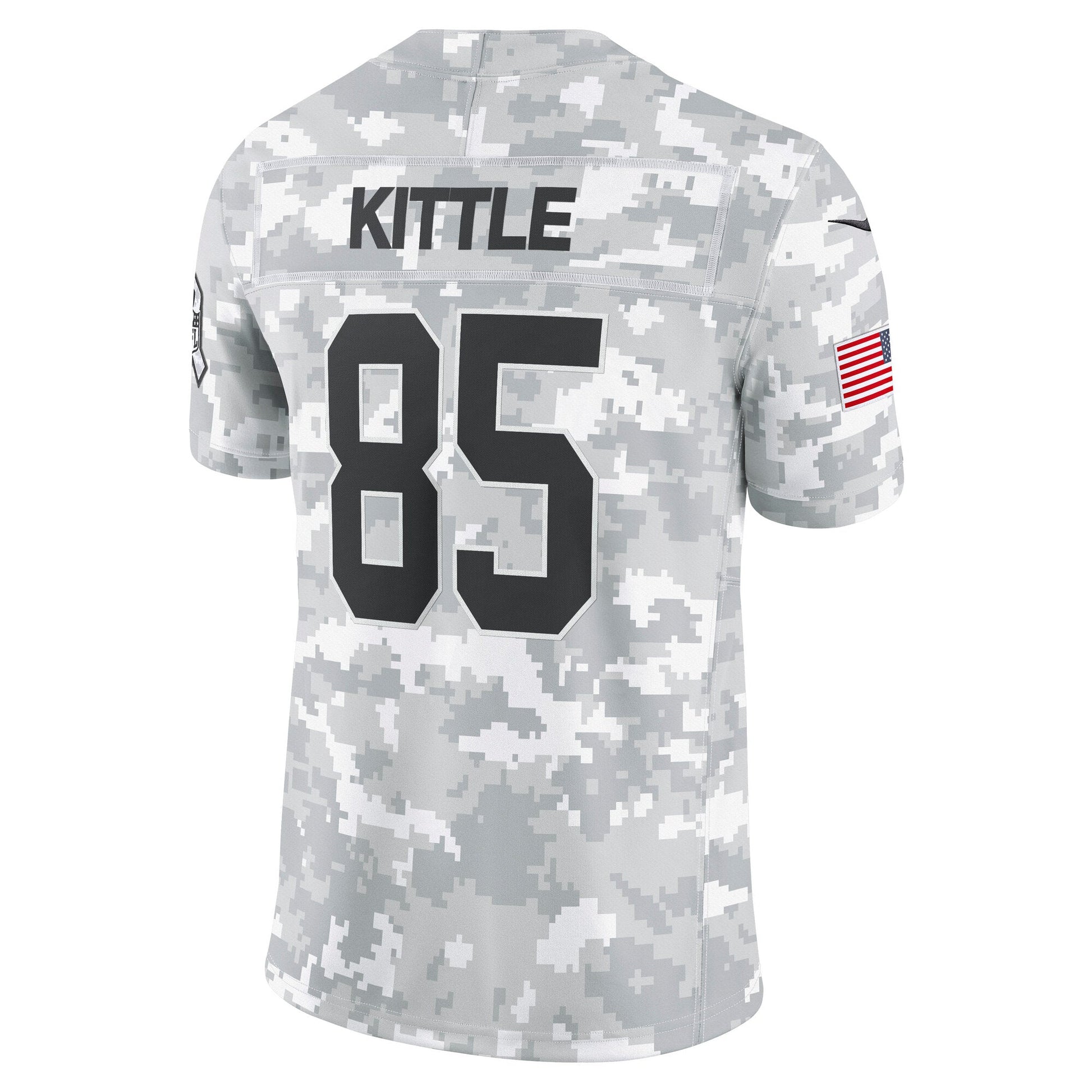 George Kittle San Francisco 49ers 2024 Salute to Service Limited Jersey - Arctic Camo football jersey product view 3