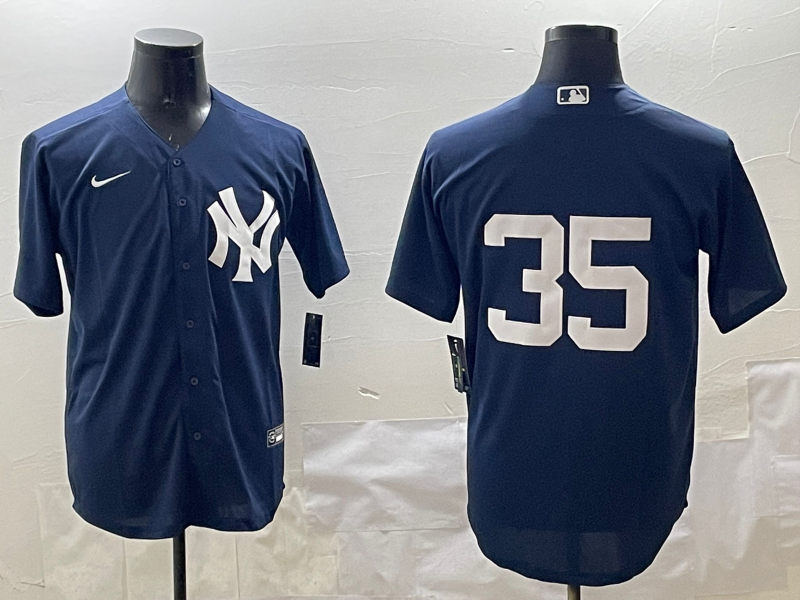 Men's New York Yankees Cody Bellinger #35 Navy Replica Player Jersey1 baseball jersey product view 1