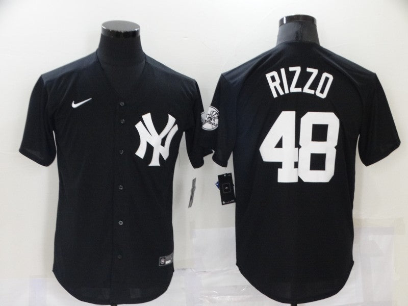 Men's New York Yankees Anthony Rizzo #48 Black Replica Baseball Jersey baseball jersey product view 1