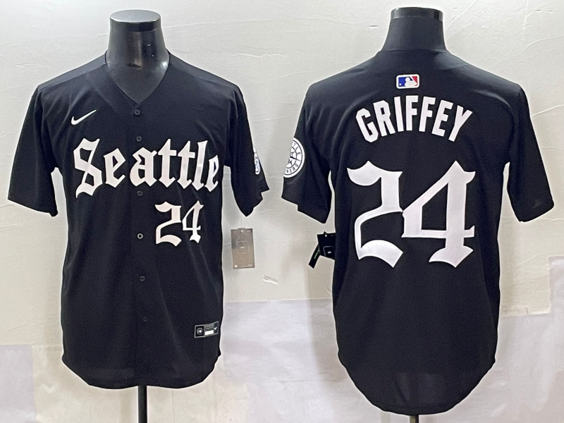 Men's Seattle Mariners Ken Griffey Jr. Black Limited Player Jersey baseball jersey product view 1