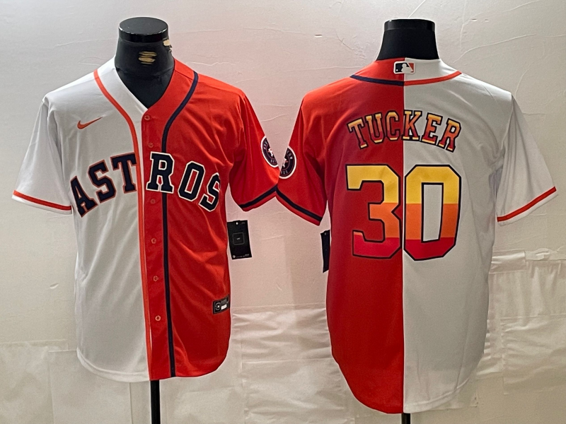 Men's Houston Astros Kyle Tucker White/Orange Replica Player Jersey baseball jersey product view 1