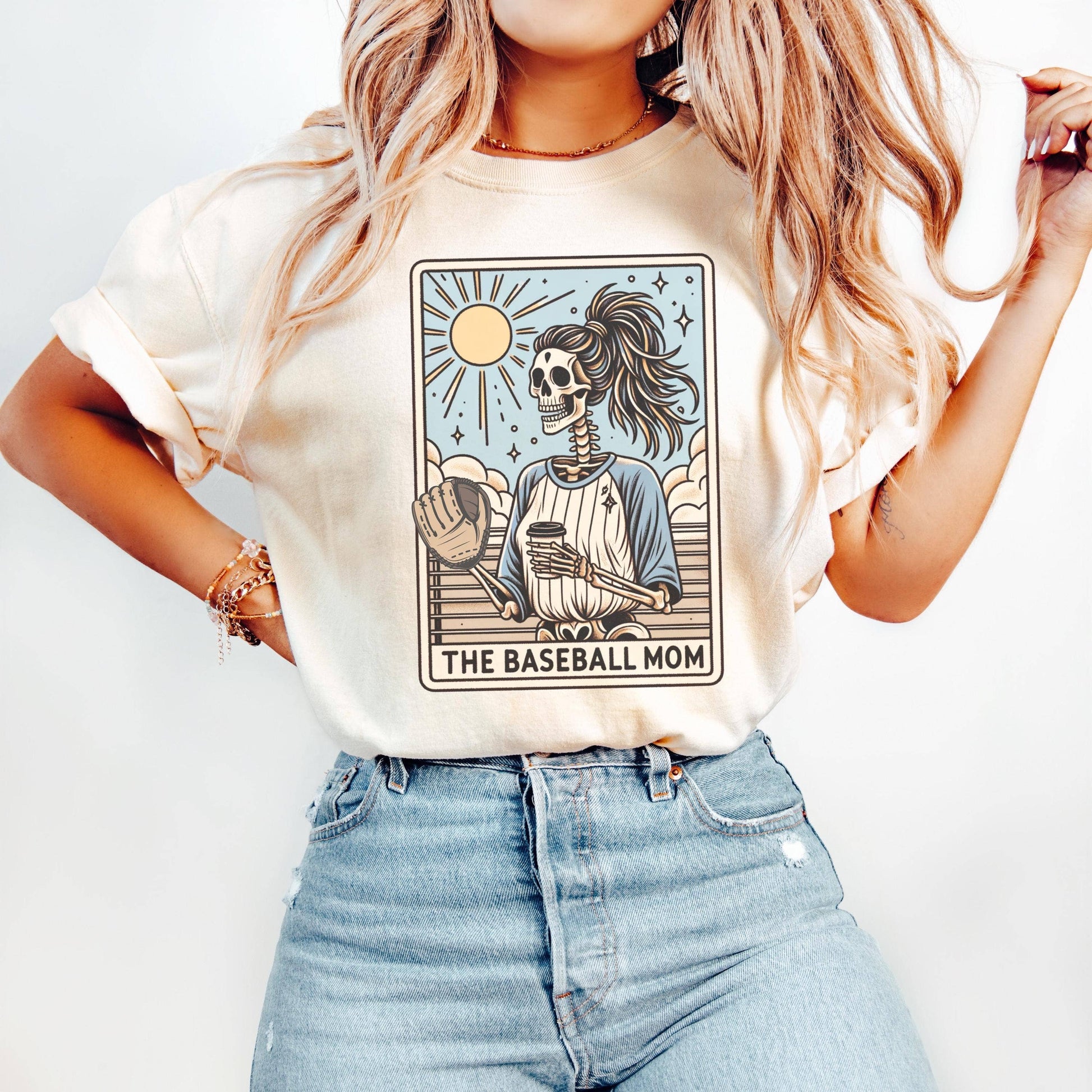 Baseball Mom Tarot Card T-Shirt, Skeleton Theme Gift For Mom Unisex T-shirt, Sweatshirt, Hoodie, Long Sleeve Tee - T-Shirt, Sweatshirt, Hoodie