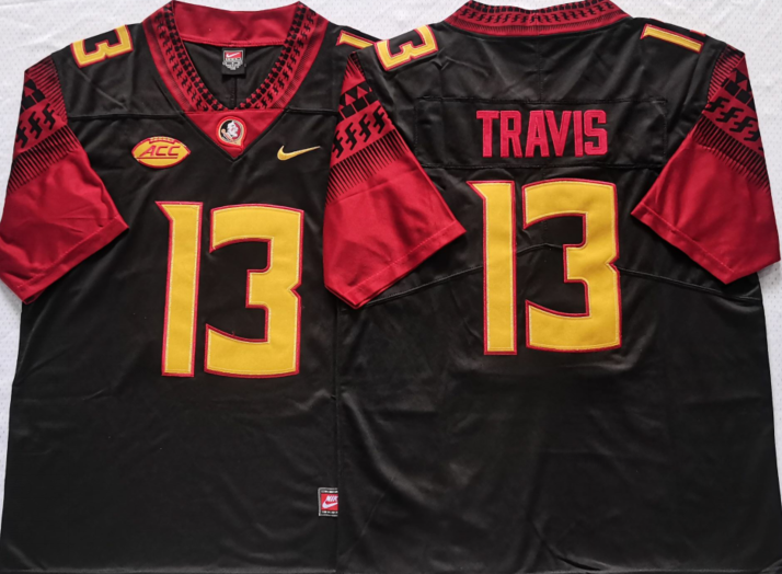 Men's Florida State Seminoles Jordan Travis Black Player Game Jersey basketball jersey product view 1