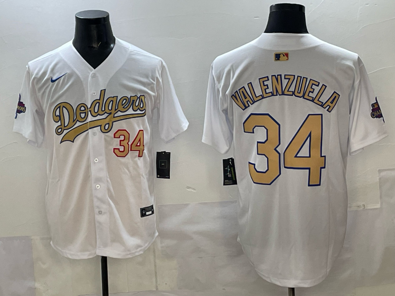 Men's Los Angeles Dodgers Fernando Valenzuela White Alternate Game Jersey baseball jersey product view 1
