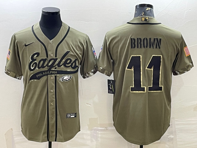 Men's Philadelphia Eagles A.J. Brown Olive 2022 Salute To Service Limited Jersey Joint Edition football jersey product view 1