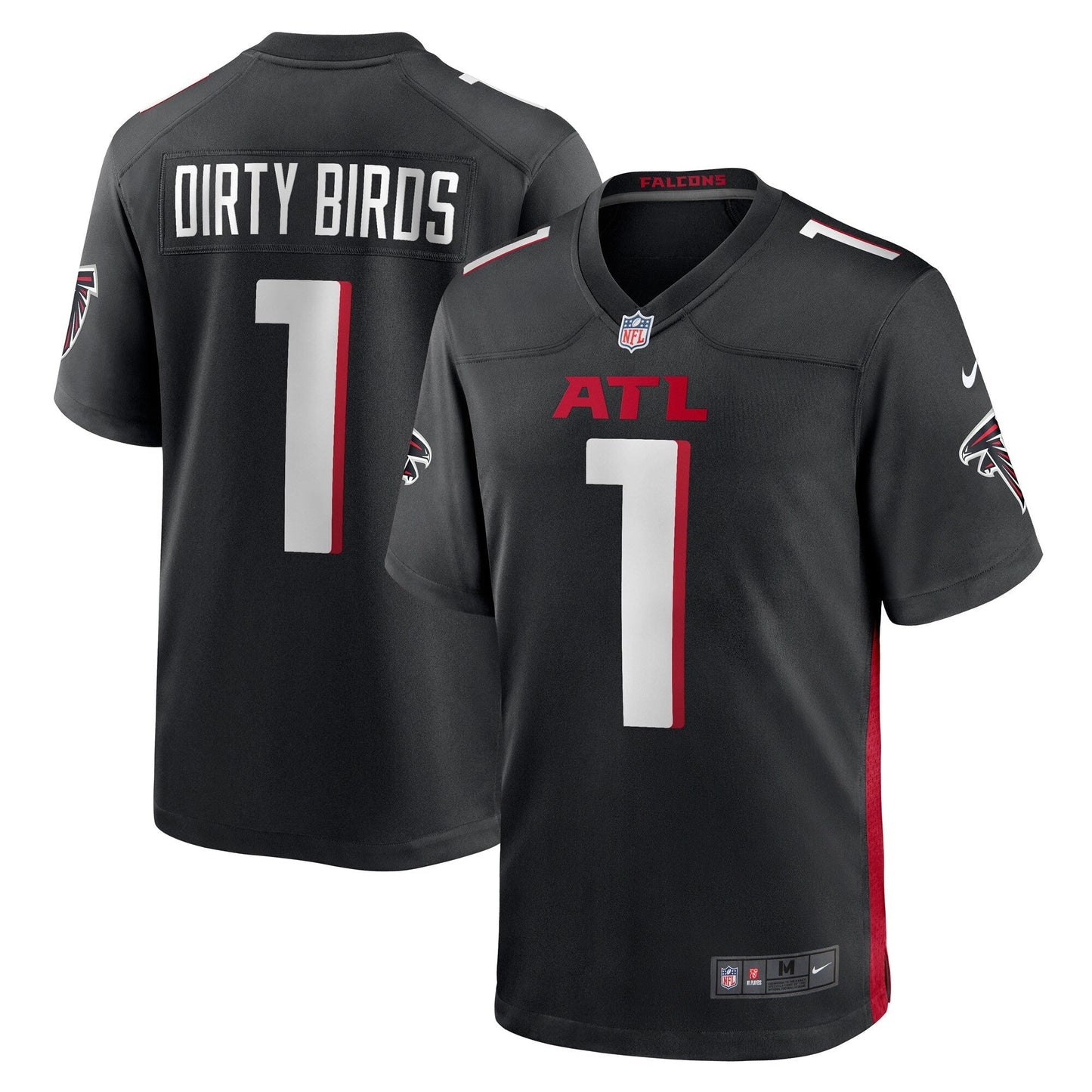 Dirty Birds Atlanta Falcons Game Jersey - Black football jersey product view 1