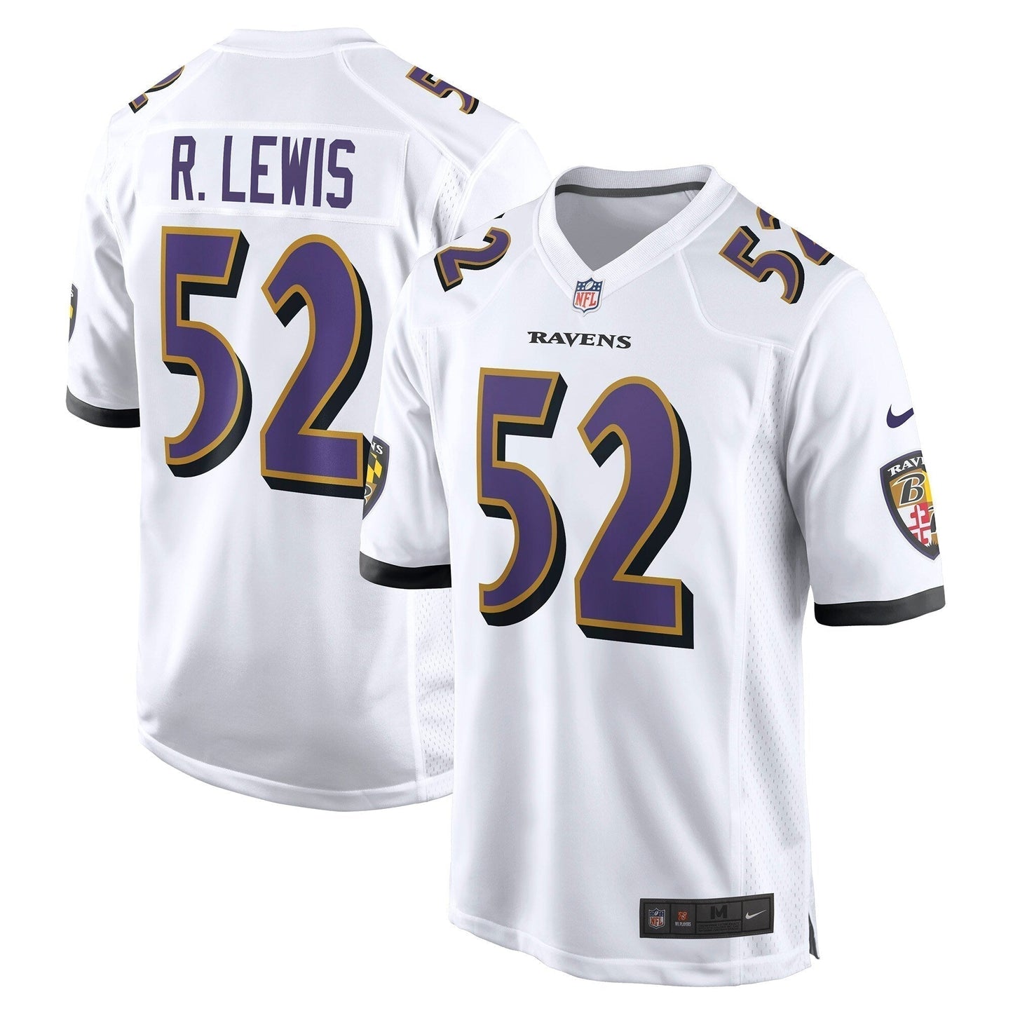 Ray Lewis Baltimore Ravens Retired Game Jersey - White football jersey product view 1