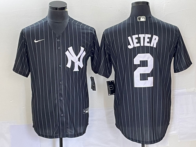 Men's New York Yankees Derek Jeter #2 Black Official Replica Player Jersey baseball jersey product view 1