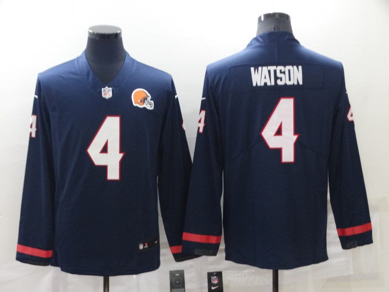 Men's Cleveland Browns Deshaun Watson #4 Navy Game Jersey1 football jersey product view 1