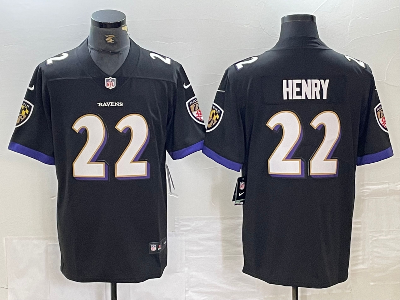 Men's Baltimore Ravens Derrick Henry Black Game Player Jersey football jersey product view 1